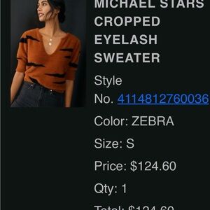 Michael Stars V-Neck Zebra Sweater in Brown and Black